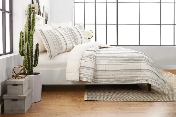 Ticking Stripe Cotton Quilt, King - Puck's
