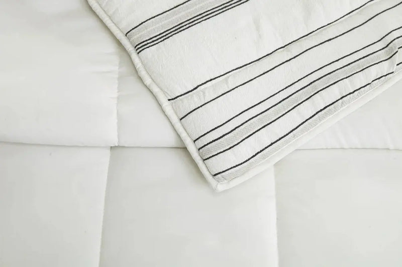 Ticking Stripe Cotton Quilt, King - Puck's