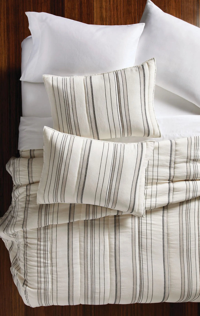 Ticking Stripe Cotton Quilt, King - Puck's