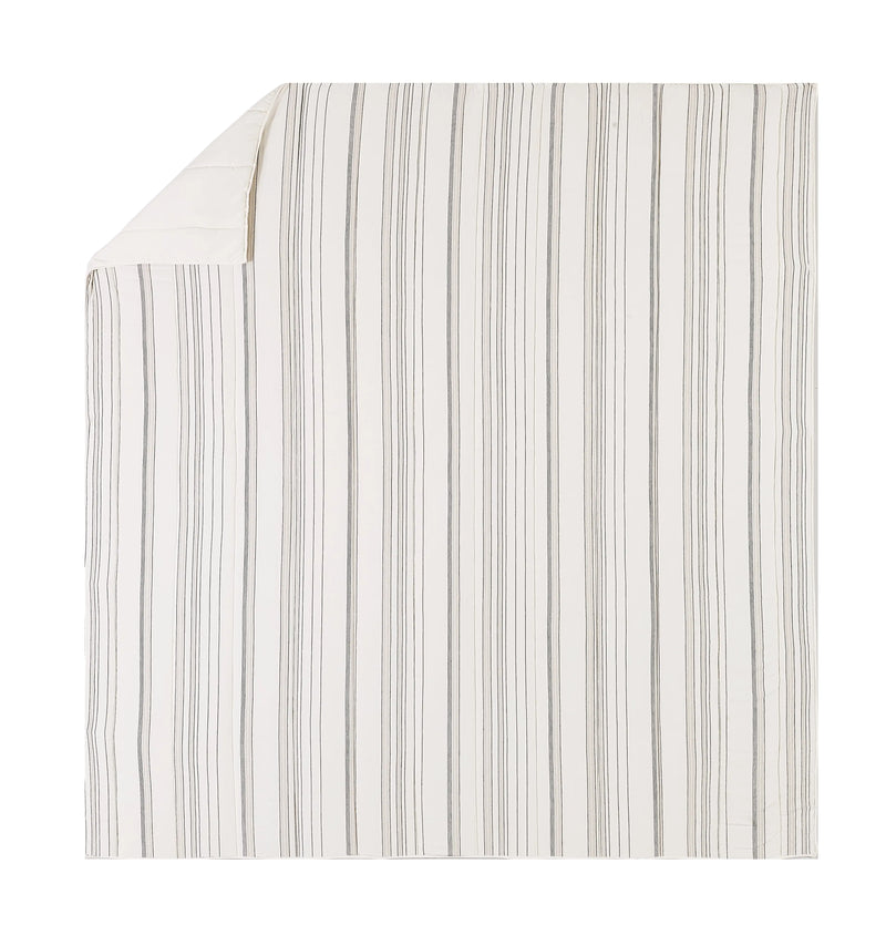 Ticking Stripe Cotton Quilt, King - Puck's