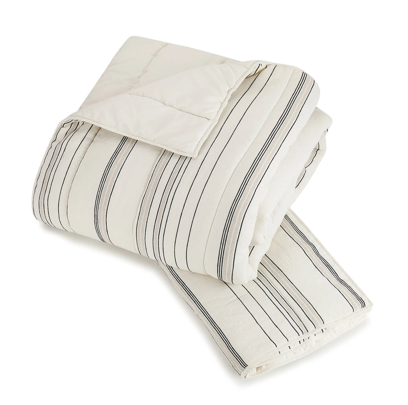 Ticking Stripe Cotton Quilt, King - Puck's