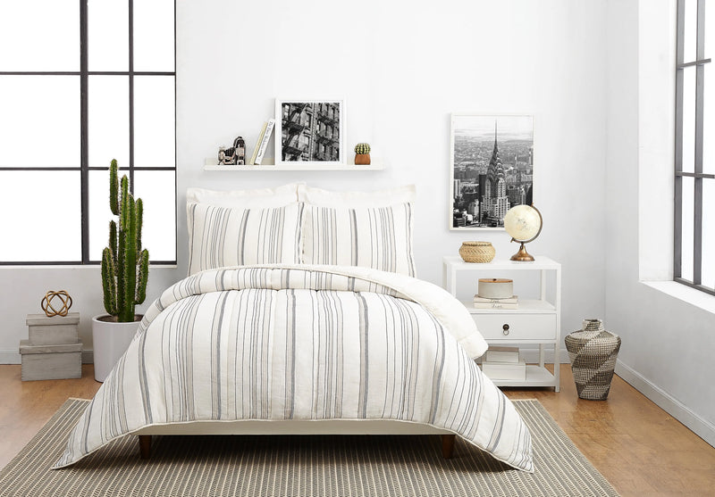 Ticking Stripe Cotton Quilt, King - Puck's