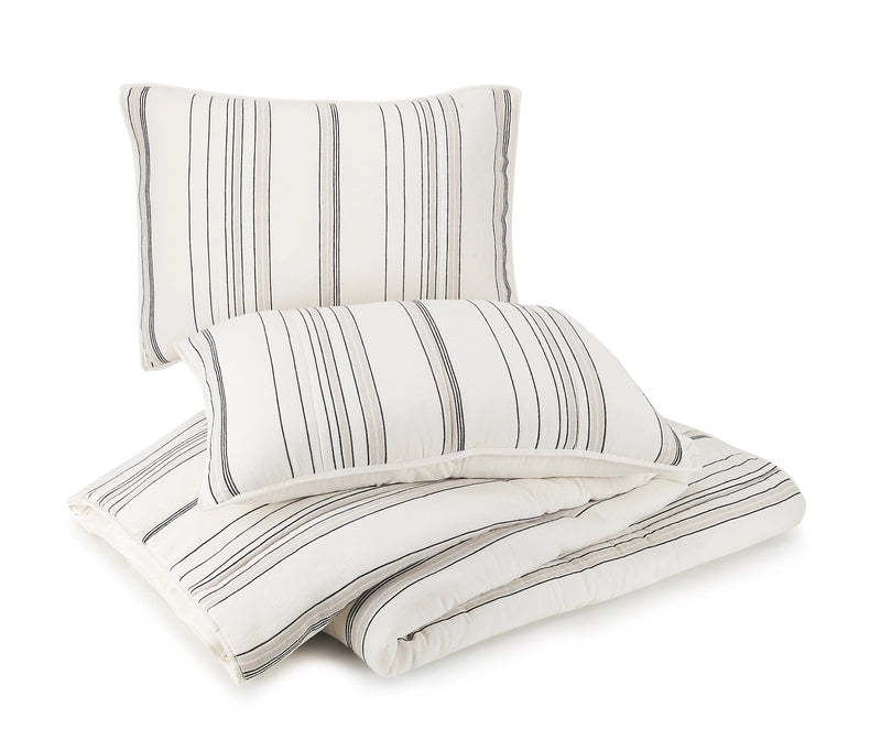Ticking Stripe Cotton Quilt, King - Puck's