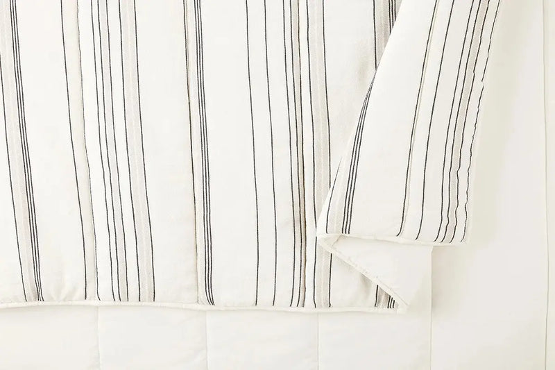 Ticking Stripe Cotton Quilt, King - Puck's