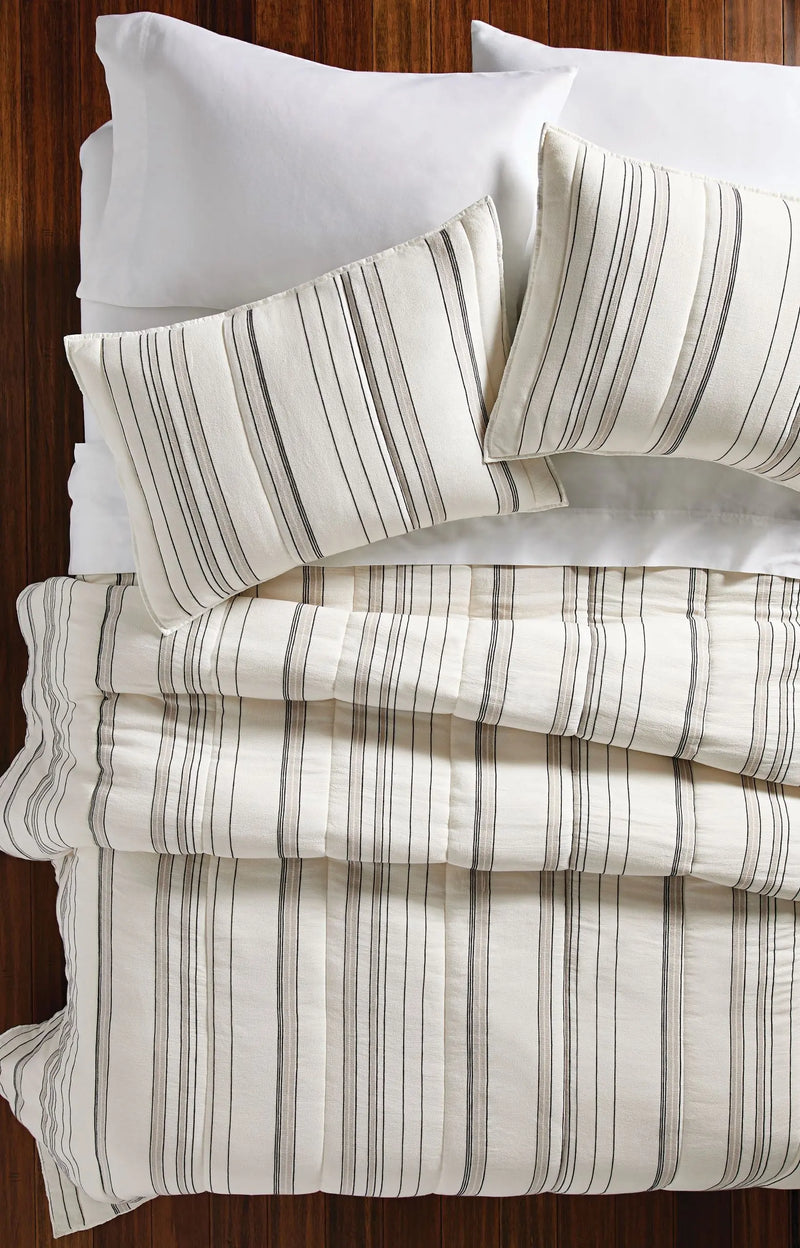 Ticking Stripe Cotton Quilt, King - Puck's