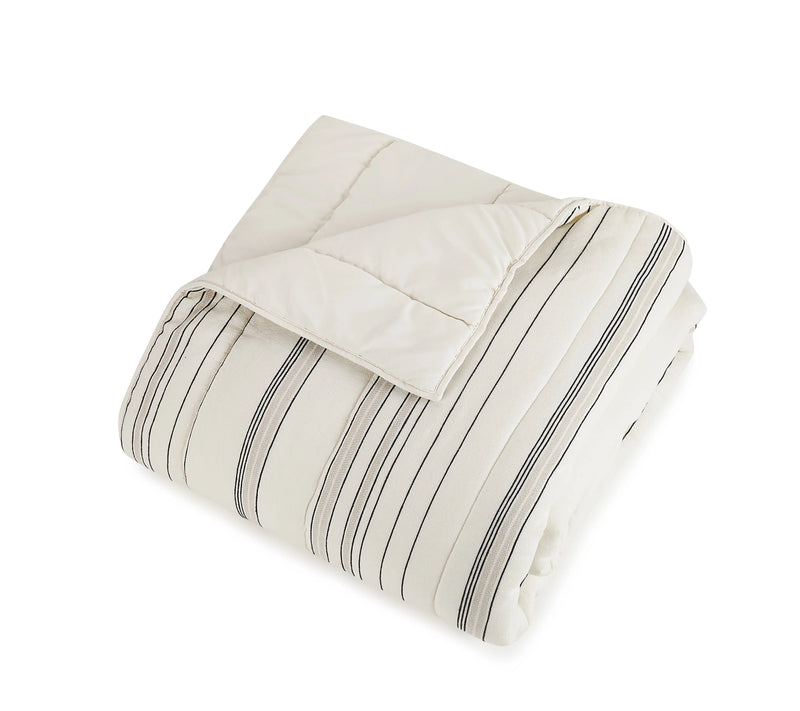 Ticking Stripe Cotton Quilt, King - Puck's