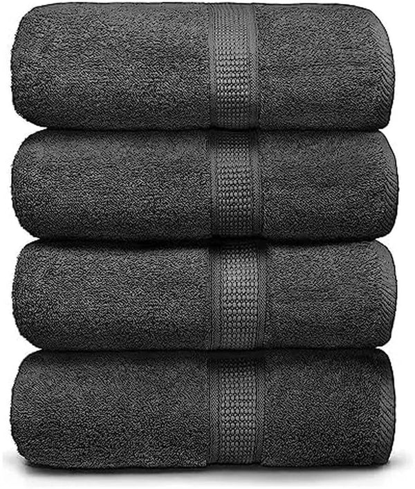 Towels 4-Piece Large Premium Bath Towels Set - Suitable for Sensitive Skin & Daily Use - Soft, Quick Drying & Highly Absorbent Towels for Bathroom, Gym, Hotel & Spa - 30" X 52"-Grey - Puck's