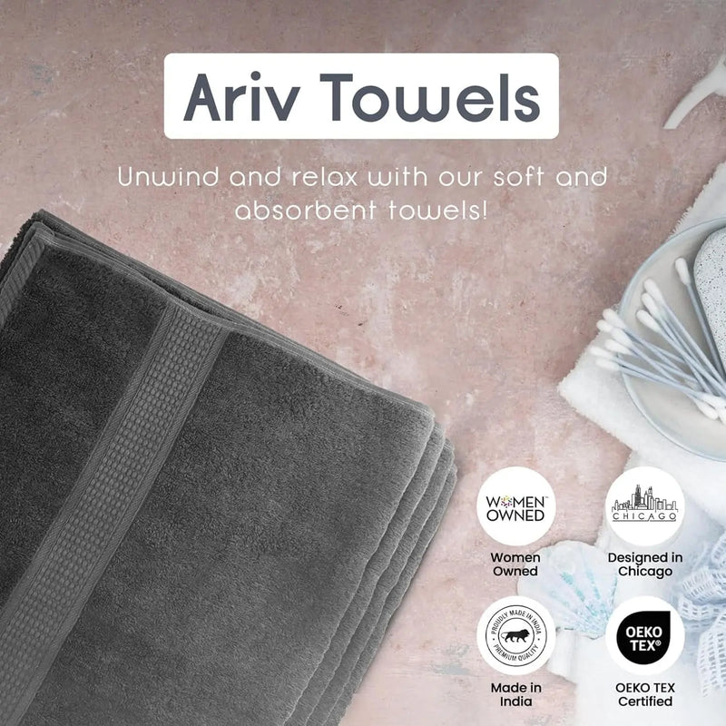 Towels 4-Piece Large Premium Bath Towels Set - Suitable for Sensitive Skin & Daily Use - Soft, Quick Drying & Highly Absorbent Towels for Bathroom, Gym, Hotel & Spa - 30" X 52"-Grey - Puck's
