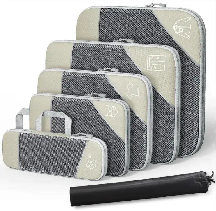 Travel Can Be Compression Storage Bag Suit With Shoe Bag Mesh Visual Luggage Organizing - Puck's