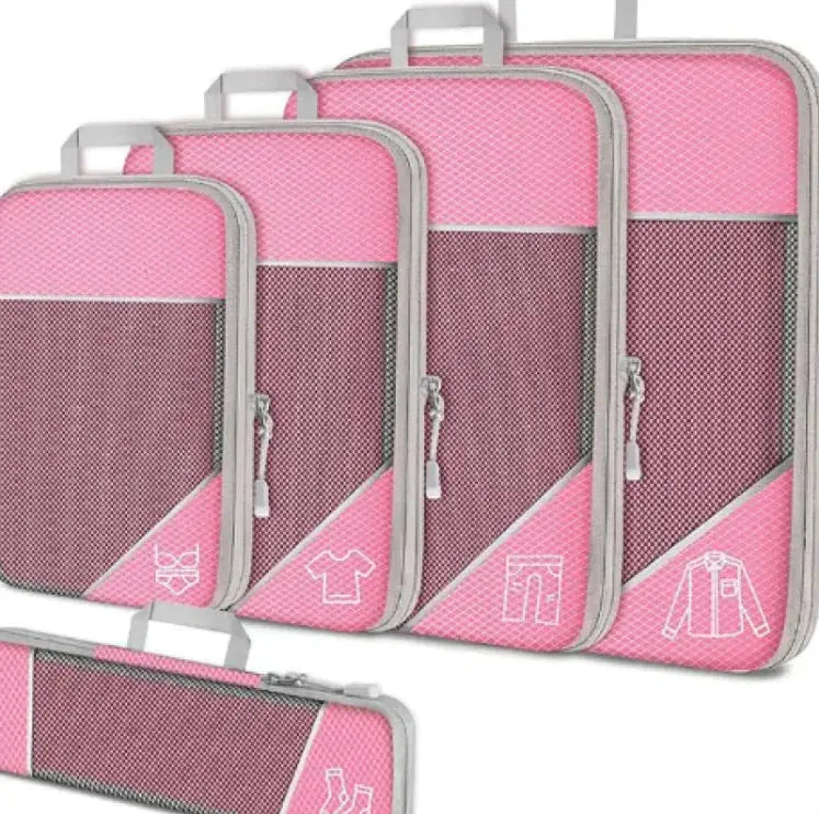 Travel Can Be Compression Storage Bag Suit With Shoe Bag Mesh Visual Luggage Organizing - Puck's