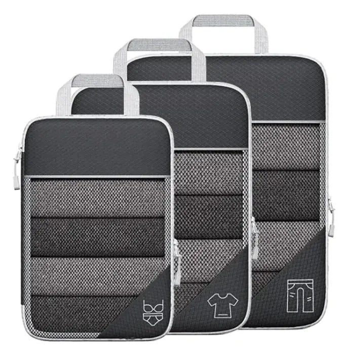 Travel Can Be Compression Storage Bag Suit With Shoe Bag Mesh Visual Luggage Organizing - Puck's