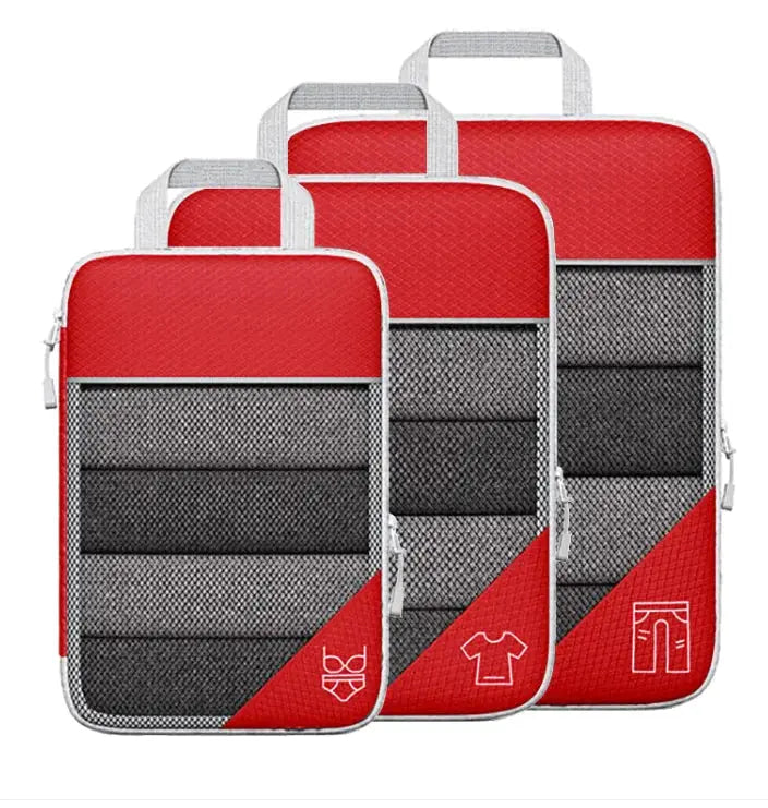 Travel Can Be Compression Storage Bag Suit With Shoe Bag Mesh Visual Luggage Organizing - Puck's