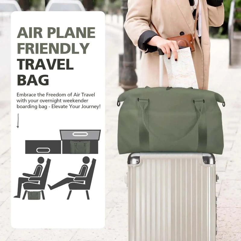 Travel Duffle Bag, Waterproof Weekender Bag Carry On Tote Bags for Women, Travel Essentials Sport Gym Bag for Men, Hospital Bag for Labor and Delivery, Overnight Bag Luggage Bag with Trolley Sleeve 06 Dark Green - Puck's
