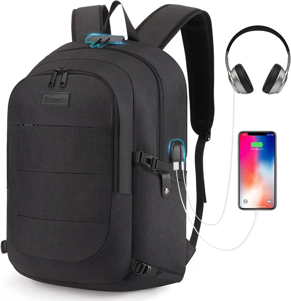 Travel Laptop Backpack Water Resistant Anti-Theft Bag with USB Charging Port and Lock 15.6 Inch Computer Business Backpacks for Women Men Work College Gift,Casual Daypack - Puck's