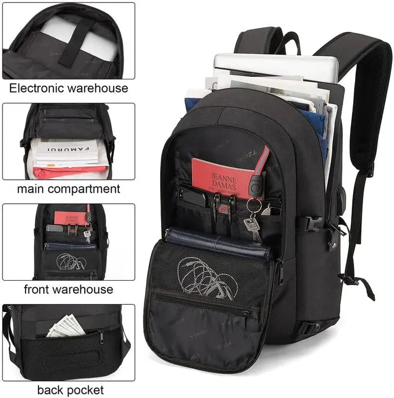 Travel Laptop Backpack Water Resistant Anti-Theft Bag with USB Charging Port and Lock 15.6 Inch Computer Business Backpacks for Women Men Work College Gift,Casual Daypack - Puck's