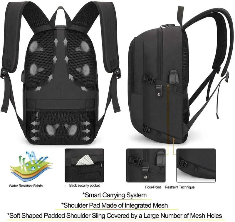 Travel Laptop Backpack Water Resistant Anti-Theft Bag with USB Charging Port and Lock 15.6 Inch Computer Business Backpacks for Women Men Work College Gift,Casual Daypack - Puck's