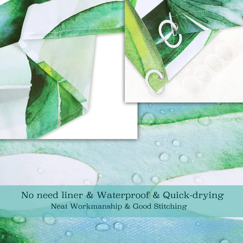 Tropical Shower Curtain, Green Shower Curtain, Plant Shower Curtain, Leaf Shower Curtain, Botanical Shower Curtain Set with 12 Hooks, Jungle Shower Curtain for Bathroom Curtain Decor, 72"X84" - Puck's