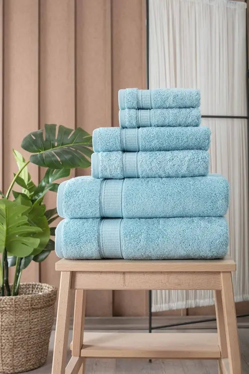 Turkish Cotton Full Bath Towel Set of 6 - Puck's