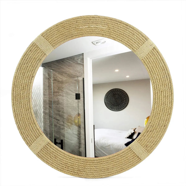 Twisted Rope round Decorative Mirrors - Rope Accentuated Mirror | Maritime Sailor'S Decor Gifts | Bathroom Mirrors (24 Inches) - Puck's