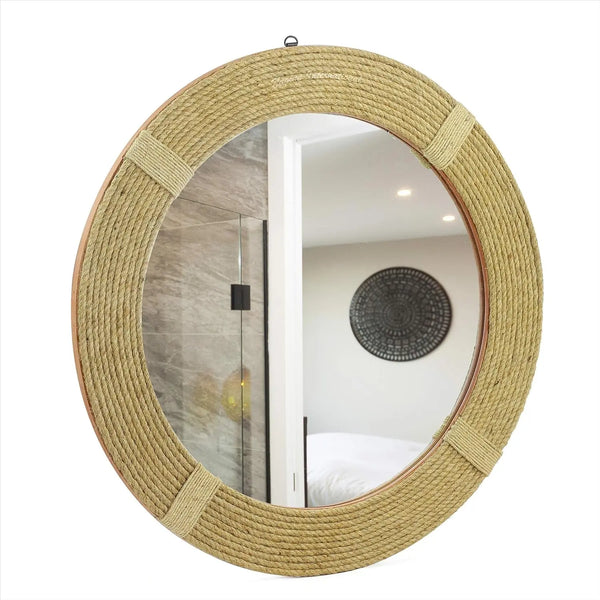 Twisted Rope round Decorative Mirrors - Rope Accentuated Mirror | Maritime Sailor'S Decor Gifts | Bathroom Mirrors (24 Inches) - Puck's