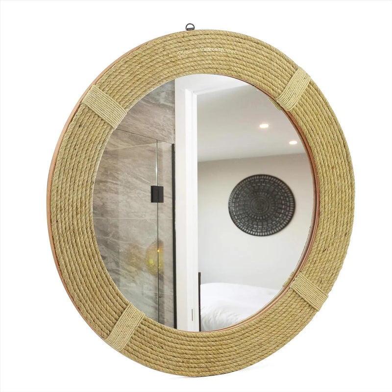 Twisted Rope round Decorative Mirrors - Rope Accentuated Mirror | Maritime Sailor'S Decor Gifts | Bathroom Mirrors (24 Inches) - Puck's