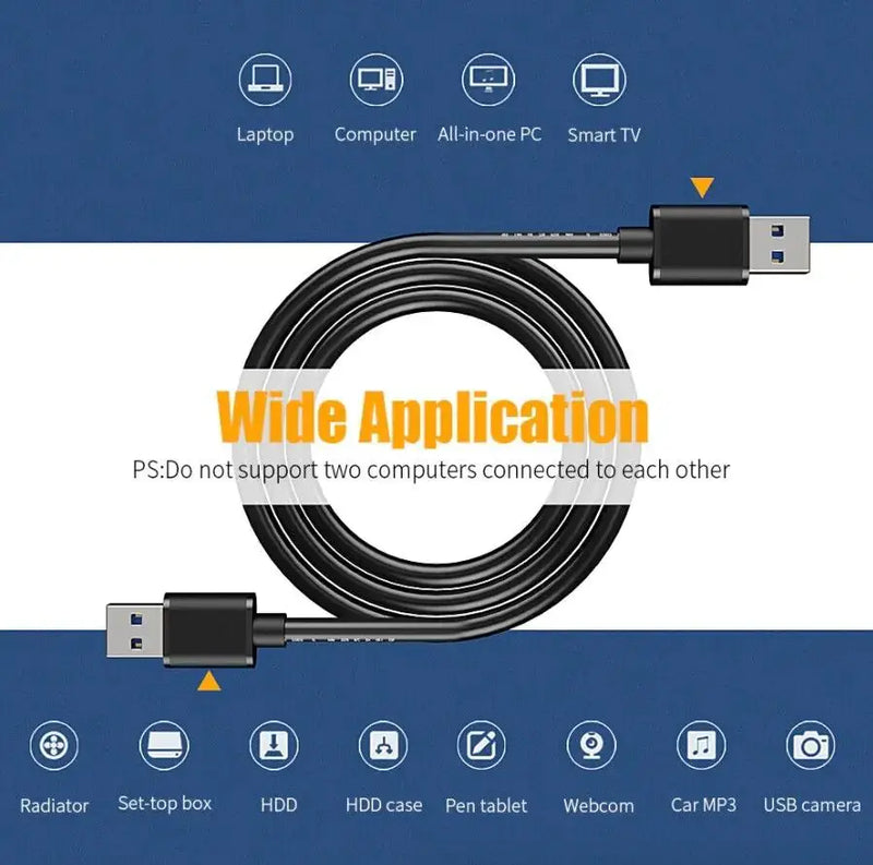 USB 3.0 A Male to A Male Cable Data Transfer Super Speed Power Charger Metal 6FT - Puck's
