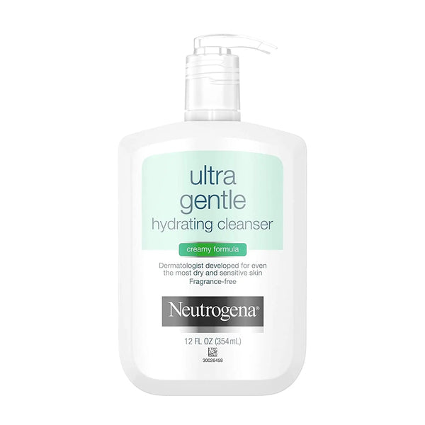 Ultra Gentle Hydrating Facial Cleanser, Non-Foaming Face Wash for Sensitive Skin, Gently Cleanses Face without over Drying, Oil-Free, Soap-Free, Fragrance-Free, 12 Fl. Oz - Puck's