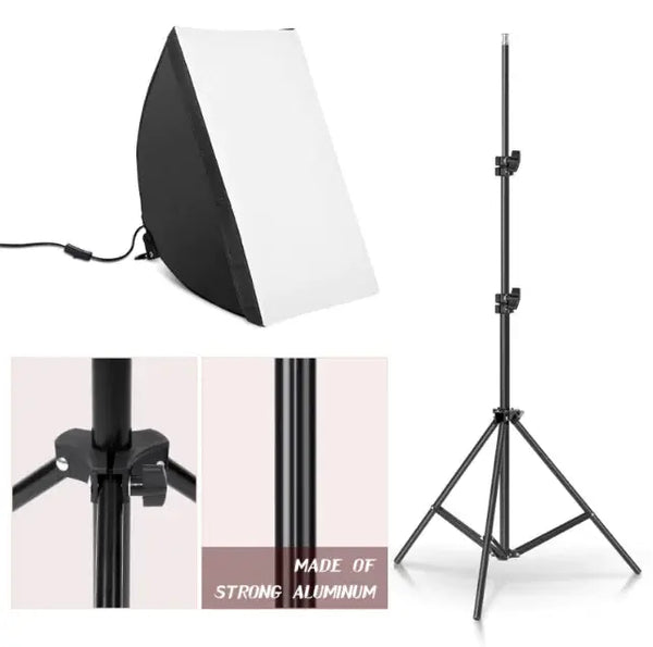 Universal Softbox Lighting Kit – 50x70CM, 2M Tripod, 85W Mushroom Light - Puck's