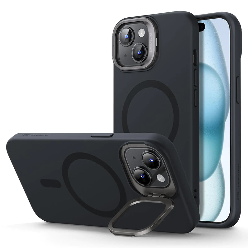 ESR for iPhone 15 Plus Case, Compatible with MagSafe, Military-Grade Protective Case, Built-in Stash Stand Phone Case, Scratch-Resistant Back Cover, Classic Series, Clear - Puck's