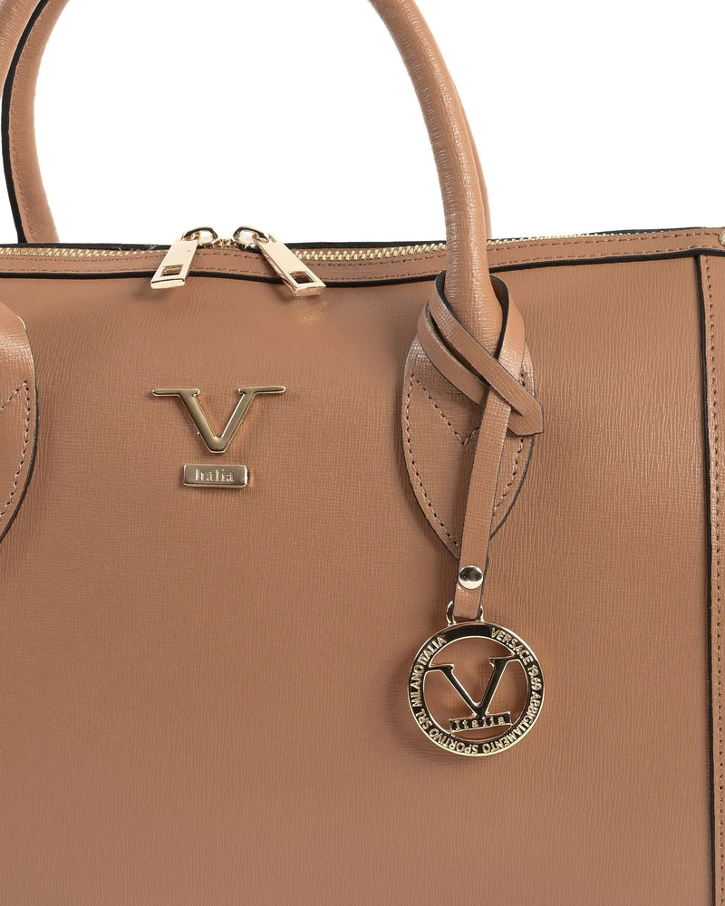 V Italia Womens Handbag Tan V014-G SAFFIANO CUOIO CHIARO - Puck's