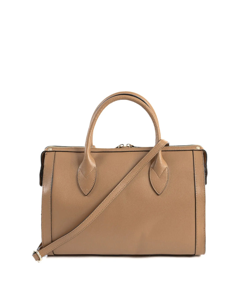 V Italia Womens Handbag Tan V014-G SAFFIANO CUOIO CHIARO - Puck's