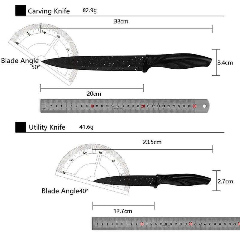 Kitchen 17 Pc Knife Set w/ Block & Sharpener Chef Bread Steak Knives - Puck's
