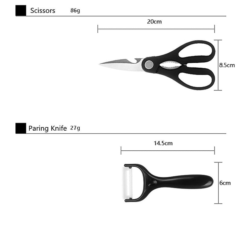 Kitchen 17 Pc Knife Set w/ Block & Sharpener Chef Bread Steak Knives - Puck's