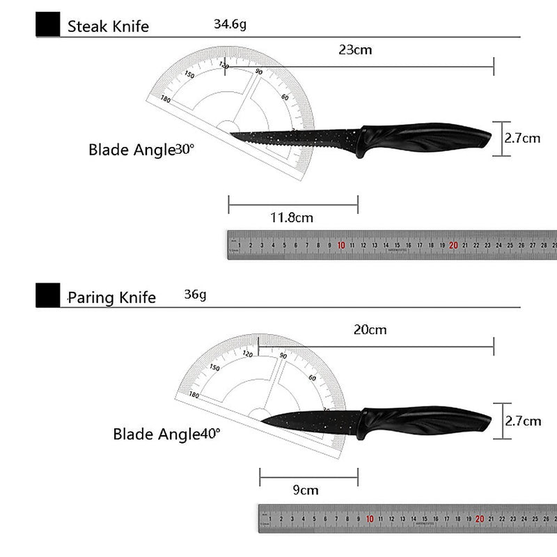 Kitchen 17 Pc Knife Set w/ Block & Sharpener Chef Bread Steak Knives - Puck's
