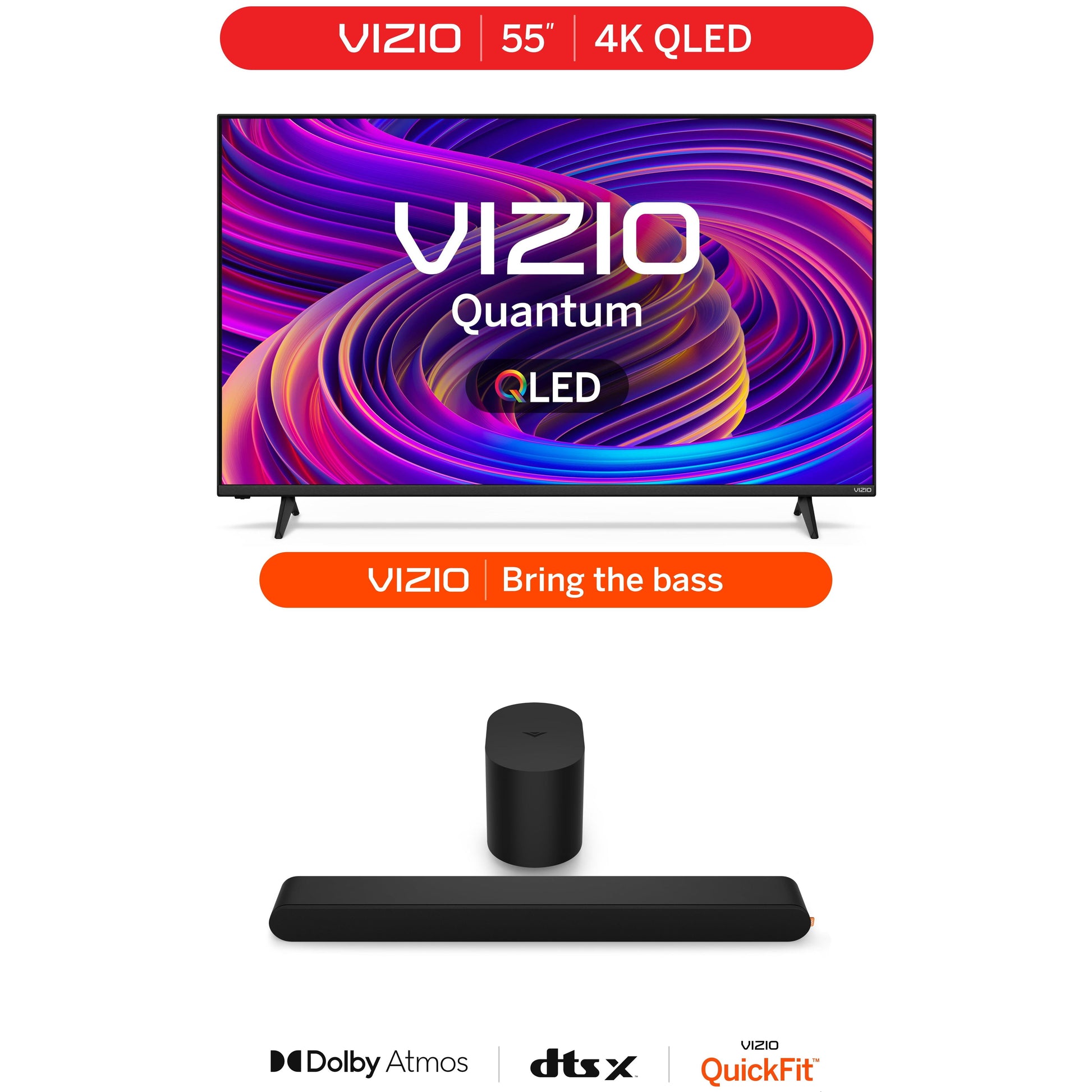 55" Class Quantum 4K QLED HDR Smart TV (NEW) M55Q6-L4 and  2.1 Soundbar SE, Wireless Subwoofer W/ Dolby Atmos, DTS:X, Bluetooth (NEW) SV210X-08 - Puck's