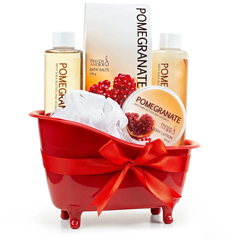 Valentine'S Day Bath and Body Gift Set for Her Pomegranate Fragrance Spa Bath Gift Set in Red Tub - Puck's