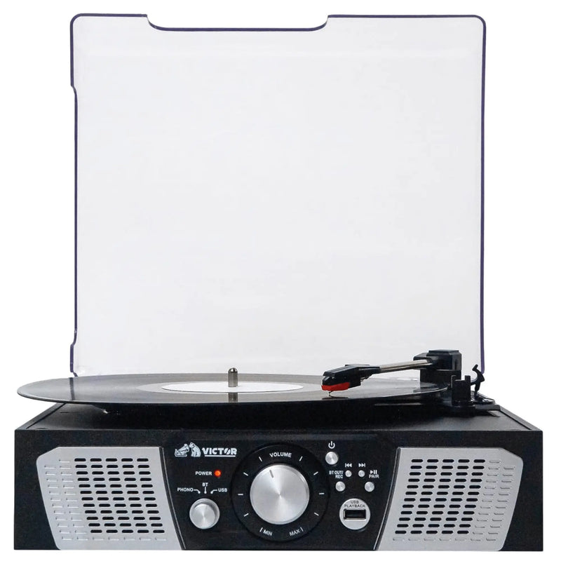 Victor Lakeshore 5-in-1 Hybrid Bluetooth Turntable System w USB and - Puck's