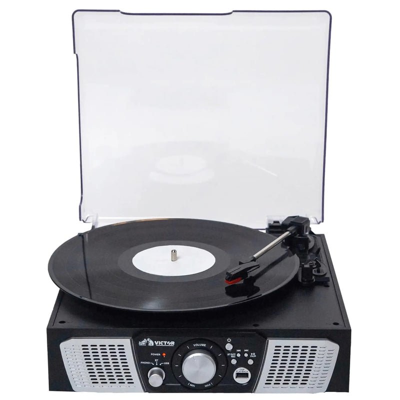 Victor Lakeshore 5-in-1 Hybrid Bluetooth Turntable System w USB and - Puck's