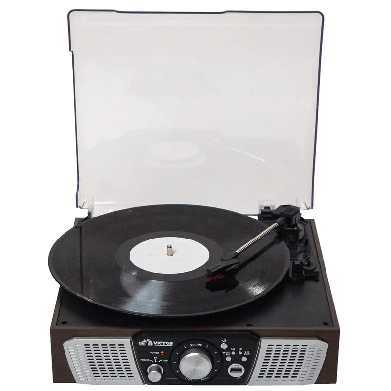 Victor Lakeshore 5-in-1 Hybrid Bluetooth Turntable System w USB and - Puck's