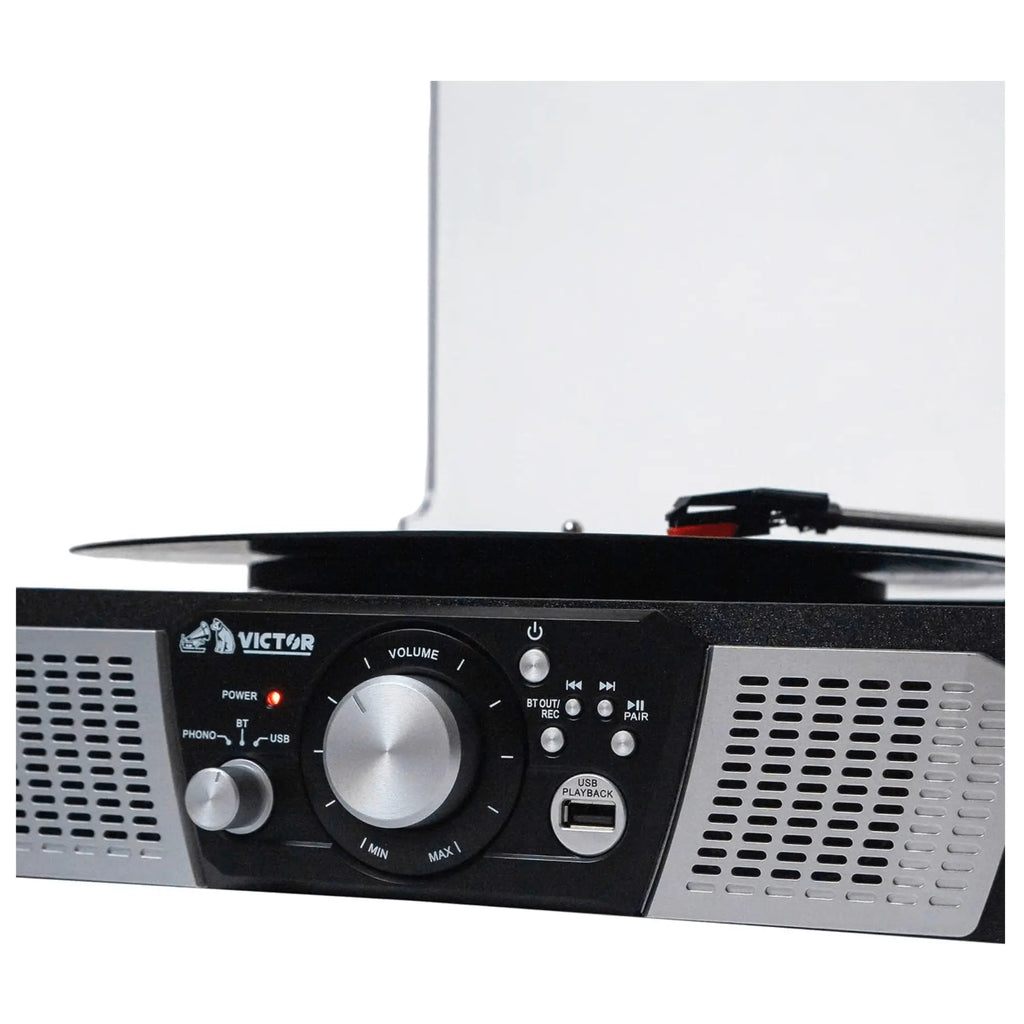 Victor Lakeshore 5-in-1 Hybrid Bluetooth Turntable System w USB and - Puck's