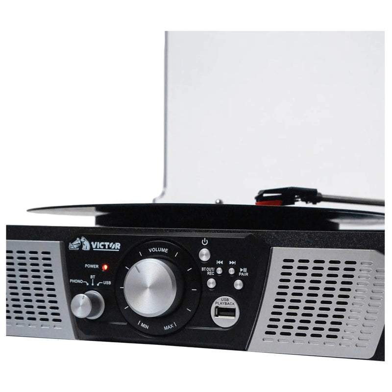 Victor Lakeshore 5-in-1 Hybrid Bluetooth Turntable System w USB and - Puck's