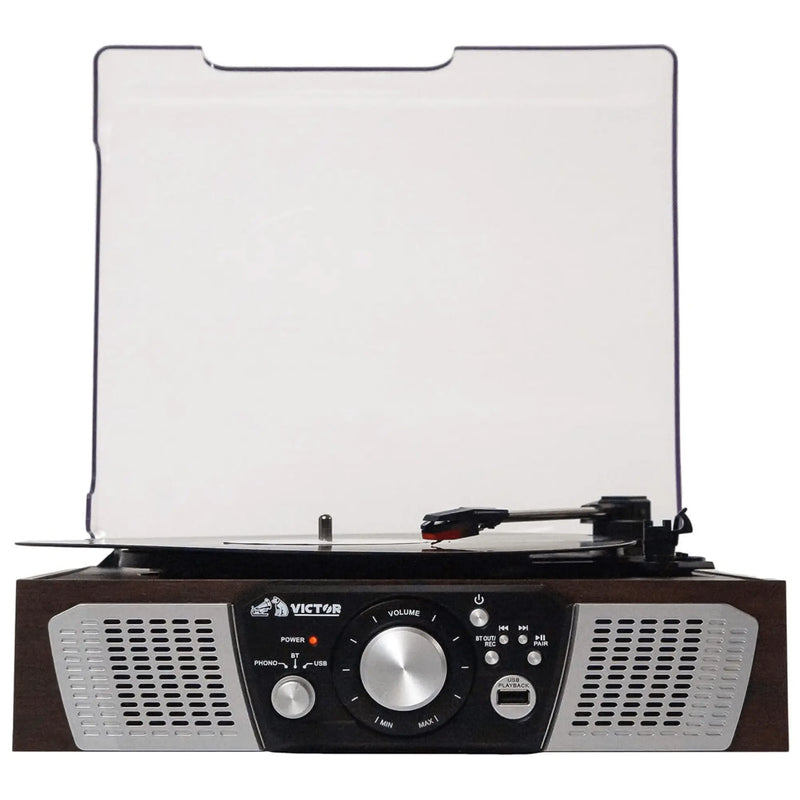 Victor Lakeshore 5-in-1 Hybrid Bluetooth Turntable System w USB and - Puck's