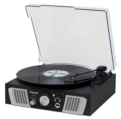 Victor Lakeshore 5-in-1 Hybrid Bluetooth Turntable System w USB and - Puck's