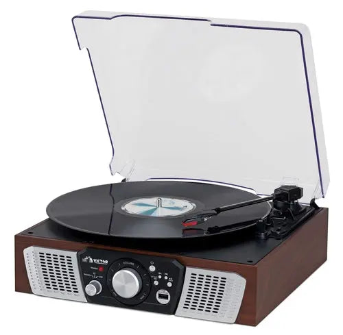 Victor Lakeshore 5-in-1 Hybrid Bluetooth Turntable System w USB and - Puck's