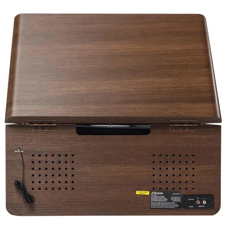 Victor Monument 8-in-1 Houten Muziekcentrum met 3-Snelheden Draaitafel & Dual - Puck's