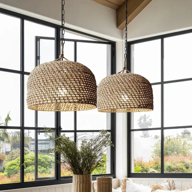 Vintage Hotel Homestay Bedroom Light Hemp Rope Woven Zen Tea Room - Puck's