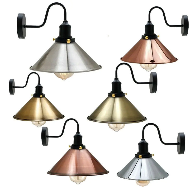 Vintage Industrial Metal Cone Shade Lighting Indoor Wall Sconce Light - Puck's