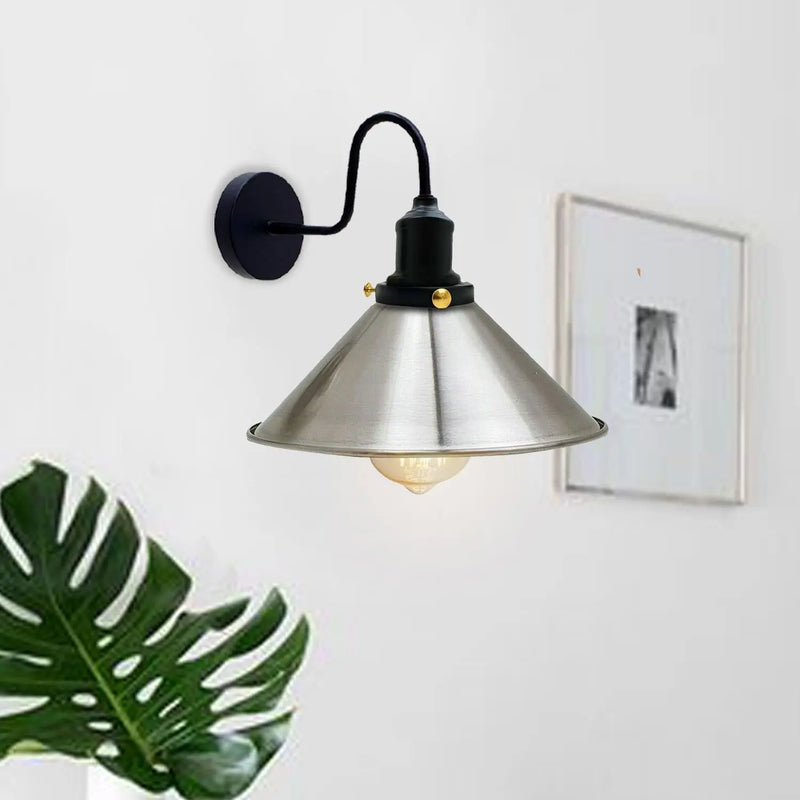 Vintage Industrial Metal Cone Shade Lighting Indoor Wall Sconce Light - Puck's