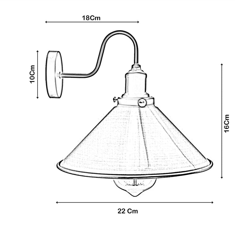 Vintage Industrial Metal Cone Shade Lighting Indoor Wall Sconce Light - Puck's