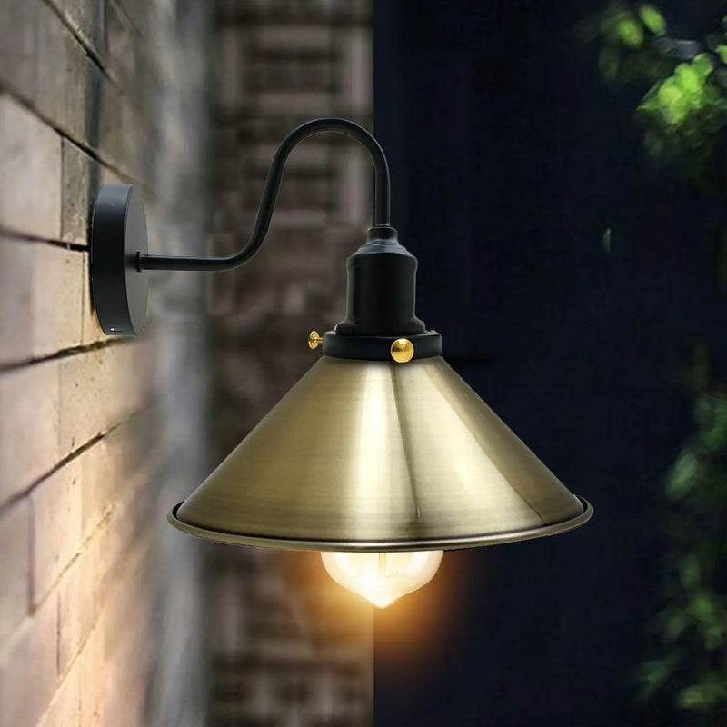 Vintage Industrial Metal Cone Shade Lighting Indoor Wall Sconce Light - Puck's